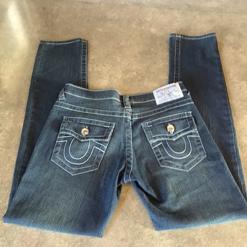 True Religion Women’s Jeans Blue Flap Pocket Stretch 28